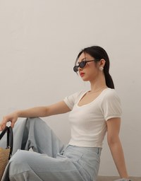 Classic Square Neck Ribbed Crop Top