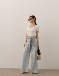 Classic Square Neck Ribbed Crop Top