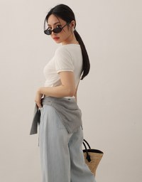 Classic Square Neck Ribbed Crop Top