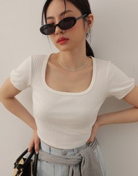 Classic Square Neck Ribbed Crop Top