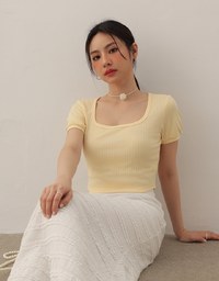 Classic Square Neck Ribbed Crop Top