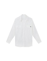 Skin Protection Sheer Button Up Oversized Blouse with Two Flap Pockets