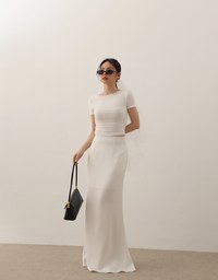 Basic Soft Ribbed Knit Fitted Crop Top with Lettuce Trim