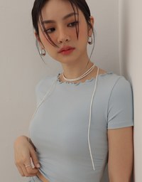 Basic Soft Ribbed Knit Fitted Crop Top with Lettuce Trim