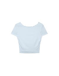 Basic Soft Ribbed Knit Fitted Crop Top with Lettuce Trim