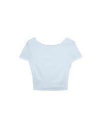 Basic Soft Ribbed Knit Fitted Crop Top with Lettuce Trim