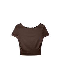Basic Soft Ribbed Knit Fitted Crop Top with Lettuce Trim