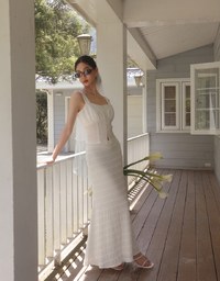 High Waist Luxe Lace Detail Fishtail Maxi Skirt