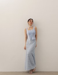 High Waist Luxe Lace Detail Fishtail Maxi Skirt