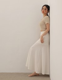 Bubble Gauze Textured High Waist Flowy Maxi Skirt