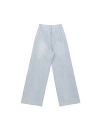 Jeans Denim Wide Leg Pants with Raw Hem and Patch Pockets