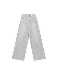 Jeans Denim Wide Leg Pants with Raw Hem and Patch Pockets