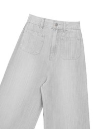 Jeans Denim Wide Leg Pants with Raw Hem and Patch Pockets