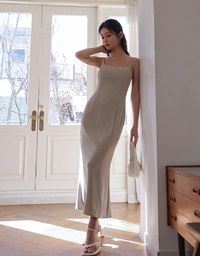 AIRY HOURHGLASS Square Neck Sleek Blazer Cami Padded Maxi Dress