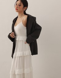 Layered Ruffle Hem Spaghetti Strap Cami Maxi Dress