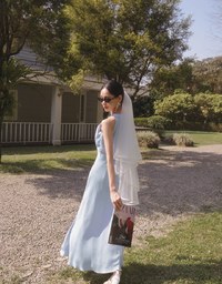 Elegant Halter Neck Pleated Padded Maxi Dress with Side Slit and Flowy Hem