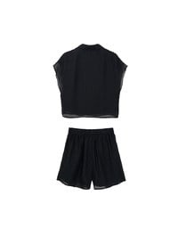 Chiffon Collared Short Sleeve Top And Flowy Pleated Mini Shorts Set Wear