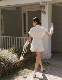 Chiffon Collared Short Sleeve Top And Flowy Pleated Mini Shorts Set Wear