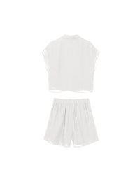 Chiffon Collared Short Sleeve Top And Flowy Pleated Mini Shorts Set Wear
