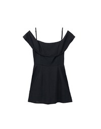 Off Shoulder Ruffle Hem Padded Jumpsuit