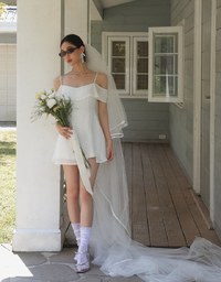 Off Shoulder Ruffle Hem Padded Jumpsuit