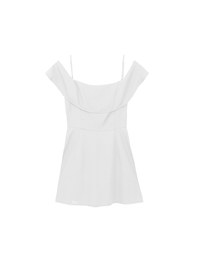 Off Shoulder Ruffle Hem Padded Jumpsuit