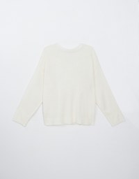 Casual V Neck Side Slit Loose Knit Top