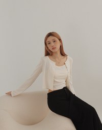 Lightweight Soft Knit Button Front Cardigan And Basic Camisole Set Wear