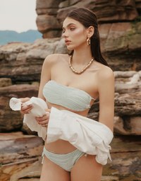 Ripple Textured Adjustable Double Side Tie Bikini Bottoms
