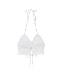 【GUT GUT Design】 Lace Embroidery Push Up Halter Bikini Top with Ruffle Trim (Push Up)