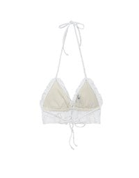【GUT GUT Design】 Lace Embroidery Push Up Halter Bikini Top with Ruffle Trim (Push Up)