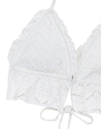 【GUT GUT Design】 Lace Embroidery Push Up Halter Bikini Top with Ruffle Trim (Push Up)