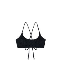 【PUSH UP】Eyelet Lace Spaghetti Straps Cross Back Push Up Bikini Top