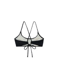 【PUSH UP】Eyelet Lace Spaghetti Straps Cross Back Push Up Bikini Top