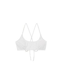 【PUSH UP】Eyelet Lace Spaghetti Straps Cross Back Push Up Bikini Top