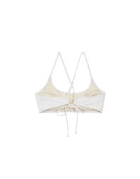 【PUSH UP】Eyelet Lace Spaghetti Straps Cross Back Push Up Bikini Top