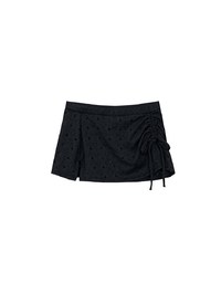 Eyelet Lace Side Drawstring Bikini Cover Up Mini Skirt
