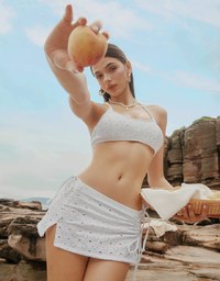 Eyelet Lace Side Drawstring Bikini Cover Up Mini Skirt