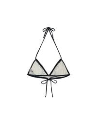 【PUSH UP】Textured Wave Push Up Halter Bikini Top with Front Tie (Push Up)