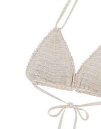 【PUSH UP】Bohomian Crochet Knit Push Up Halter Bikini Top
