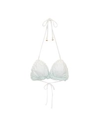 【PUSH UP】Pastel Lace Ruffle Trim Push Up Bikini Top with Ombre Gradient Effect