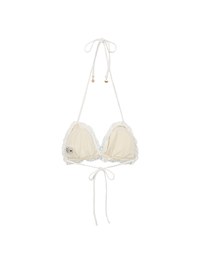 【PUSH UP】Pastel Lace Ruffle Trim Push Up Bikini Top with Ombre Gradient Effect