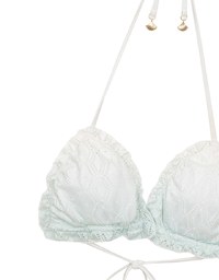 【PUSH UP】Pastel Lace Ruffle Trim Push Up Bikini Top with Ombre Gradient Effect