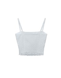 Lace TOP Embroidered Shirred Detail Spaghetti Strap Bra Padded ( With Padding)