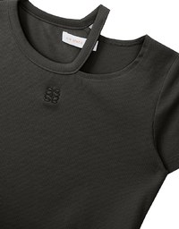 Air Space Logo Embroidered Cut Out Ribbed Top