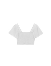Sheer Chiffon Cross V Neck Flare Sleeve Padded Top