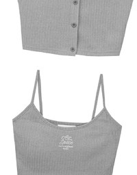 Short Sleeve Buttoned Knit Cardigan And AIR SPACE Logo Embroidered Ribbed Cami Padded Crop Top Set Wear