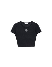 AIR SPACE Logo Embroidered Ribbed Knit Fitted Top