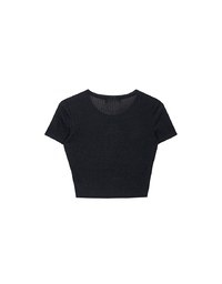 AIR SPACE Logo Embroidered Ribbed Knit Fitted Top