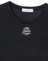 AIR SPACE Logo Embroidered Ribbed Knit Fitted Top